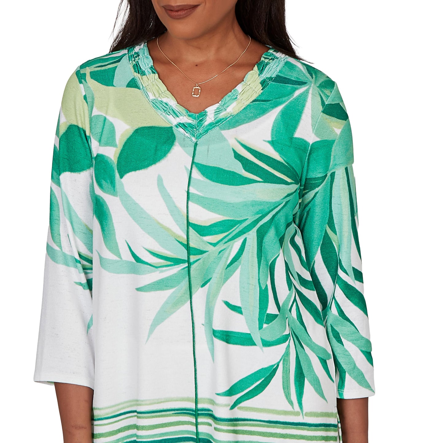 Alfred Dunner Women's Artisan Leaf Bordered Top