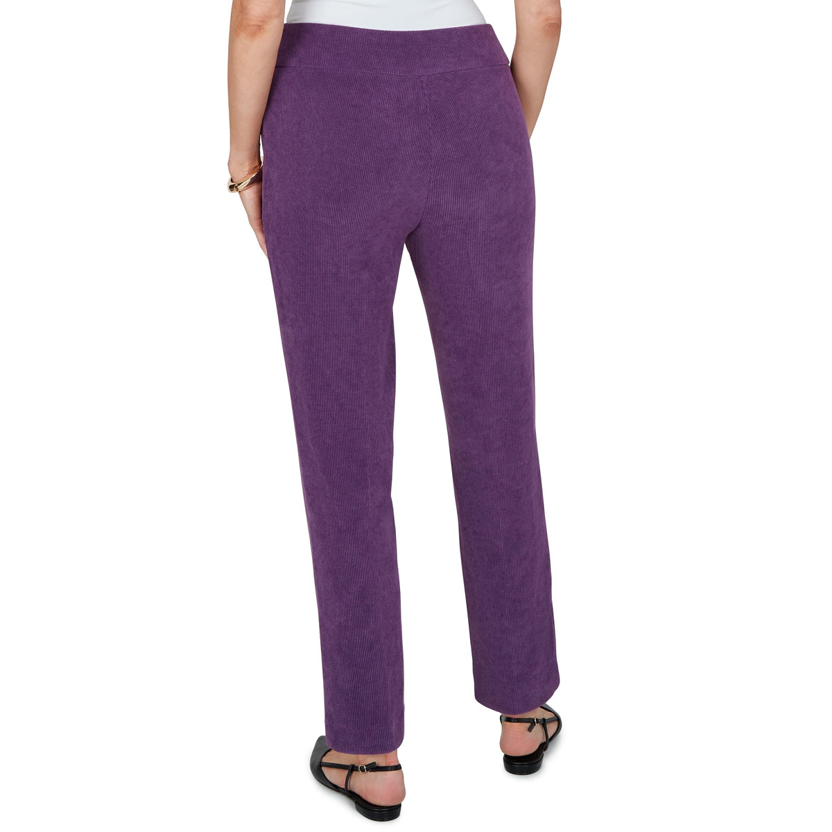 Alfred Dunner Women's Slim Fit Corduroy Pant, Shorter Inseam, Amethyst, 10