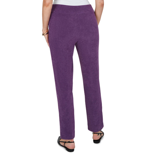 Alfred Dunner Women's Slim Fit Corduroy Pant, Shorter Inseam, Amethyst, 10