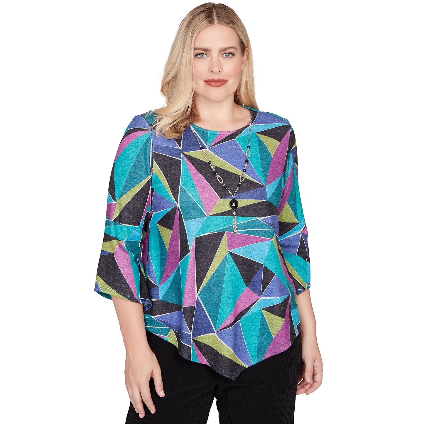 Abstract Stained Glass Top with Necklace