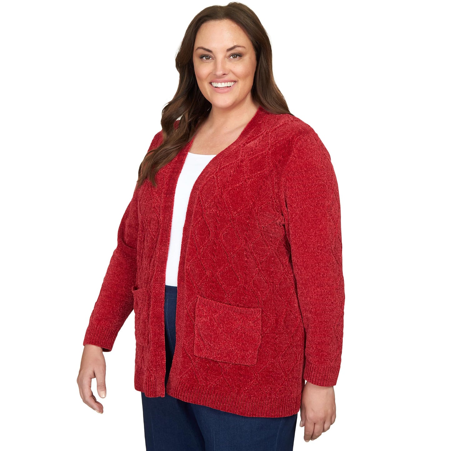 Alfred Dunner Women's Classics Chenille Long Open Cardigan