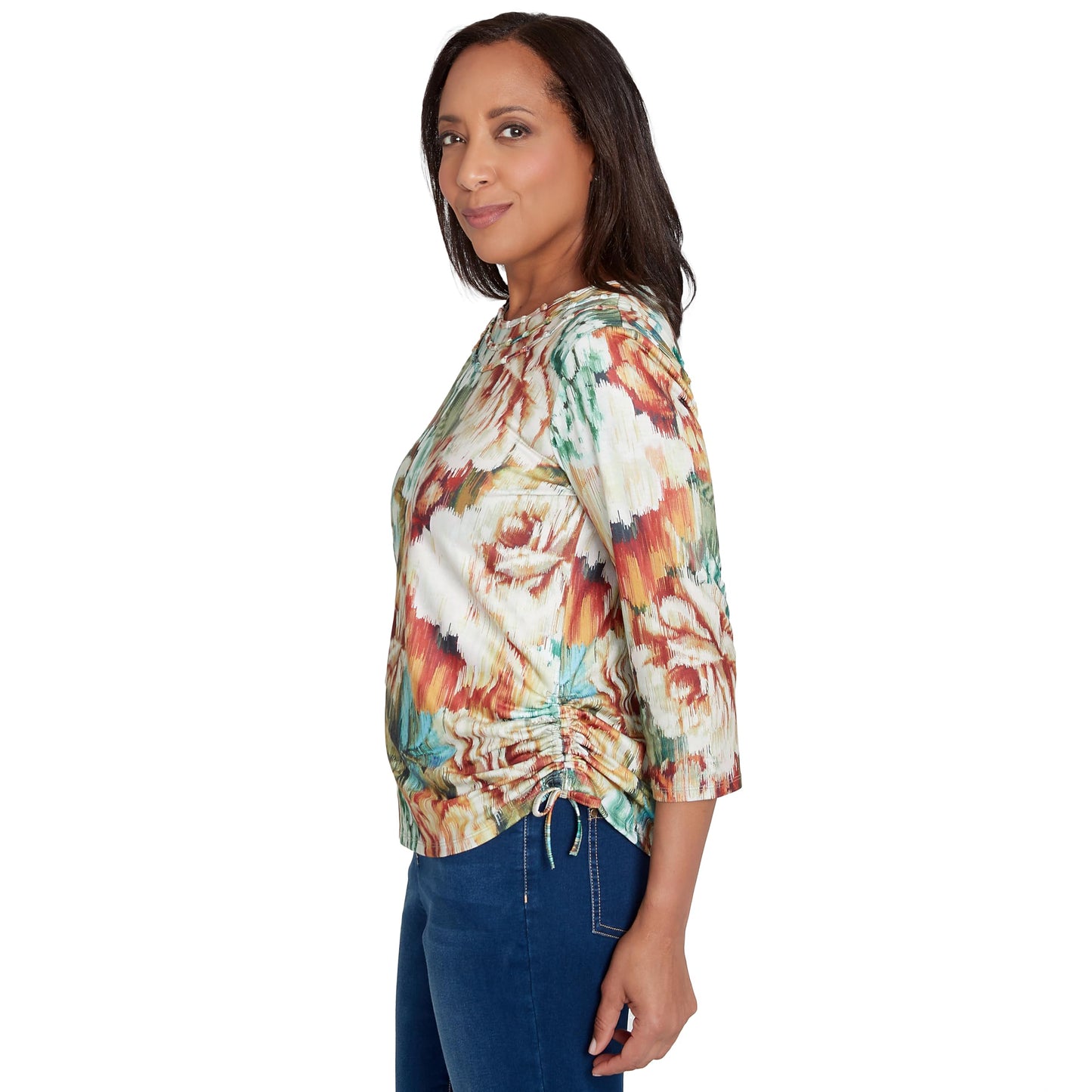 Alfred Dunner Classic Ikat Floral Polyester Top