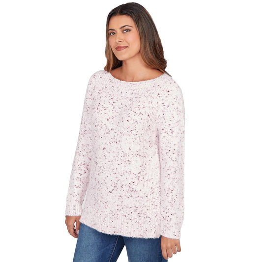 Ruby Rd. Pullover Chenille Sweater (US, Alpha, Medium, Regular, Petite, Petite, Ivory/Multi)