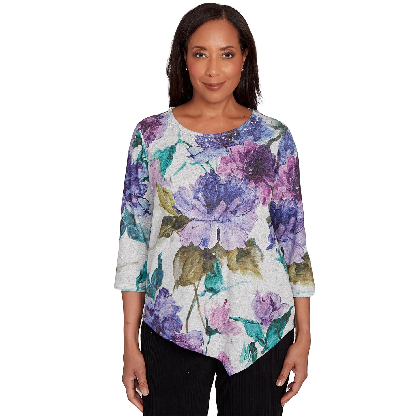 Asymmetrical Watercolor Flower Top