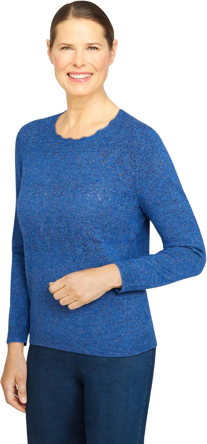 Alfred Dunner Women's Cozy Cashmelon Sweater Size XL Cobalt Multi