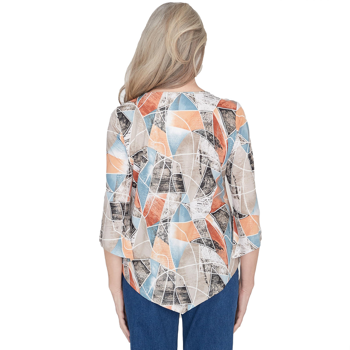 Alfred Dunner Classic Stained Glass Polyester Top with Sharkbite Him (US, Alpha, X-Large, Regular, Regular, Standard, Multi)