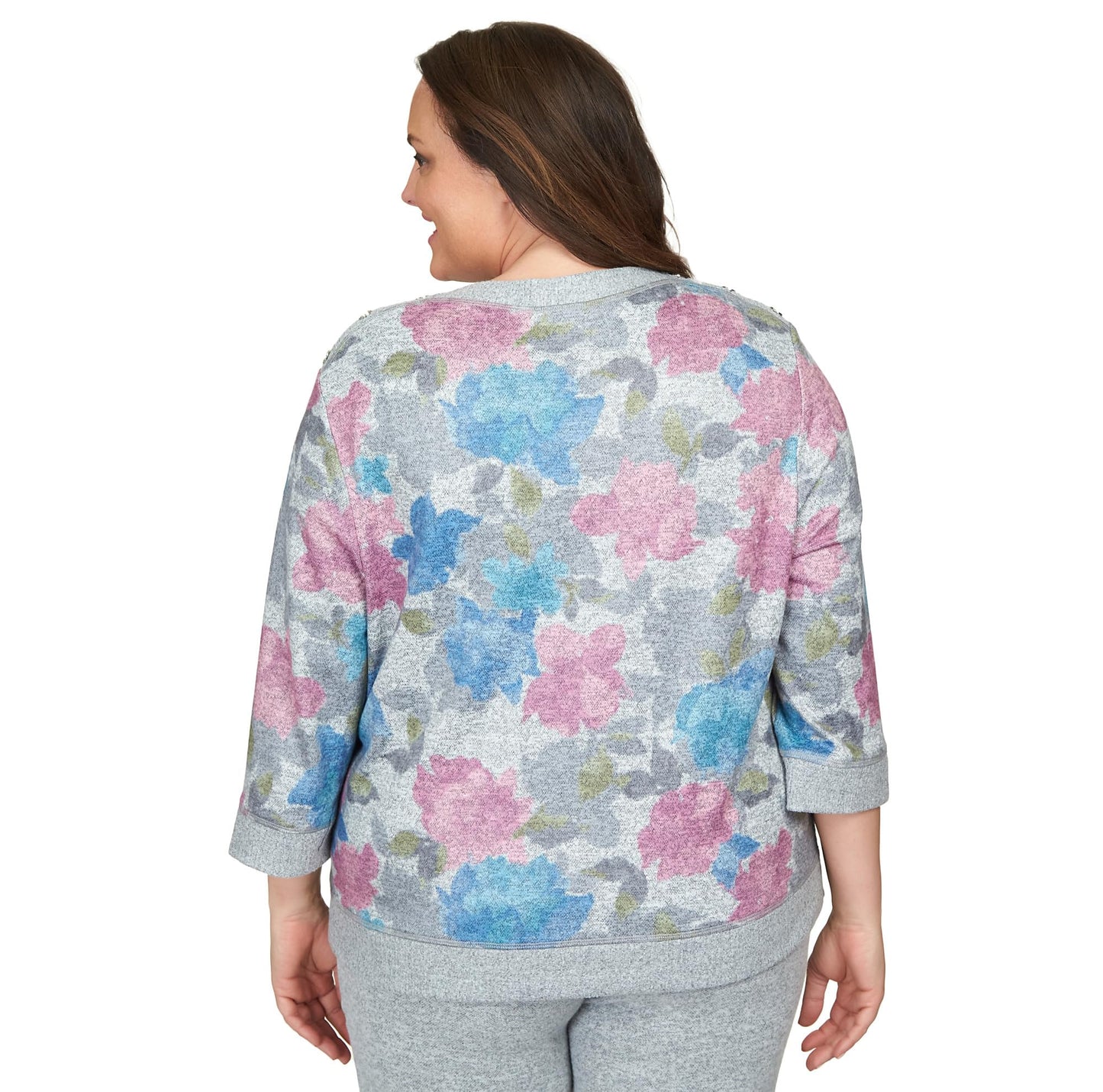 Alfred Dunner Comfort Zone Shadow Floral Comfort Top