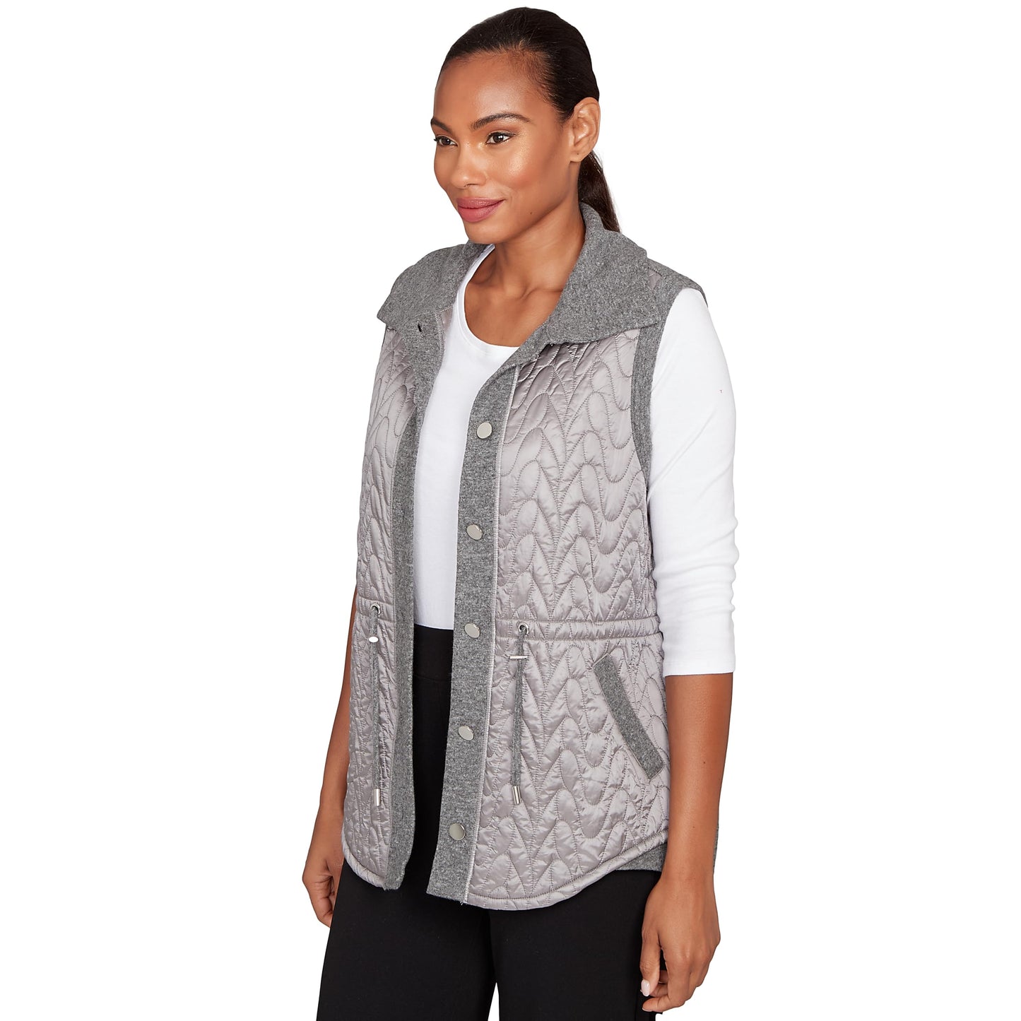 Ruby Rd. Quilted Jacket Vest (US, Alpha, X-Large, Regular, Regular, Standard, Charcoal heather)