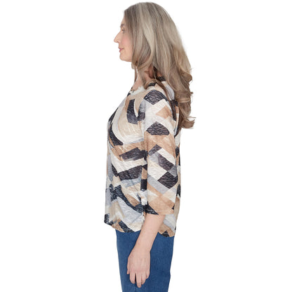 Alfred Dunner Classic Light Weight Multicolored Polyester Top