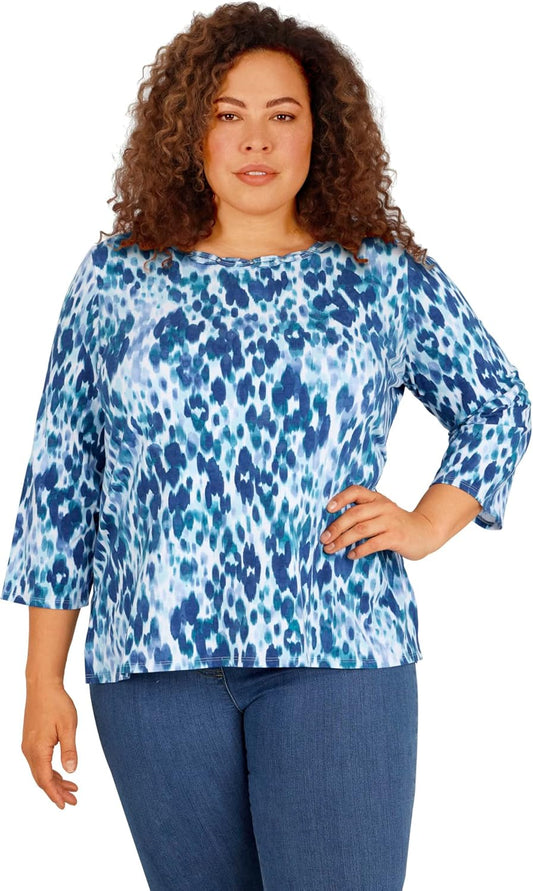 Alfred Dunner Women's Plus-Size Playful Animal Print Top