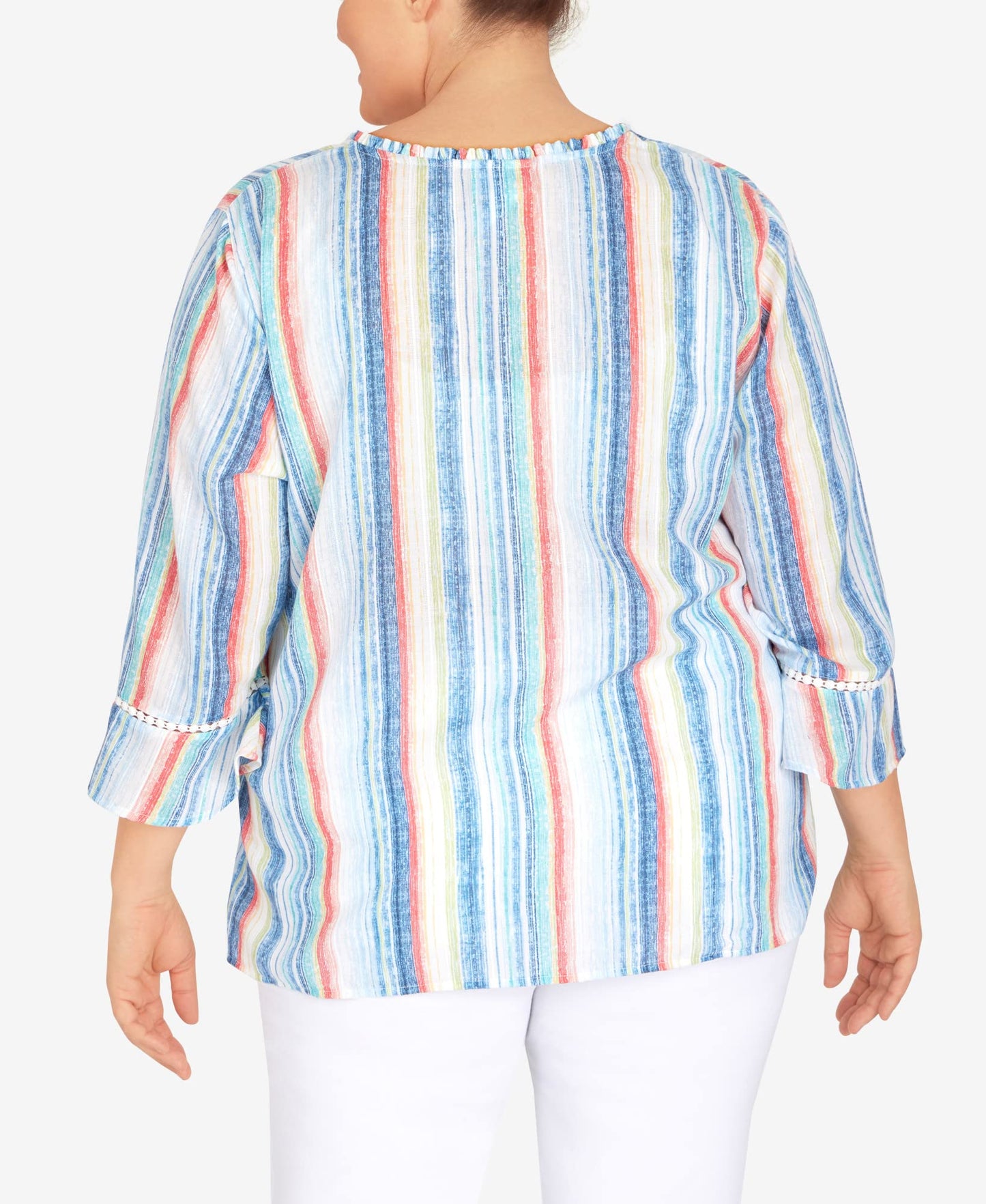 Alfred Dunner Women's Plus-Size Stripe with Bell Sleeves