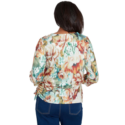 Alfred Dunner Classic Ikat Floral Polyester Top