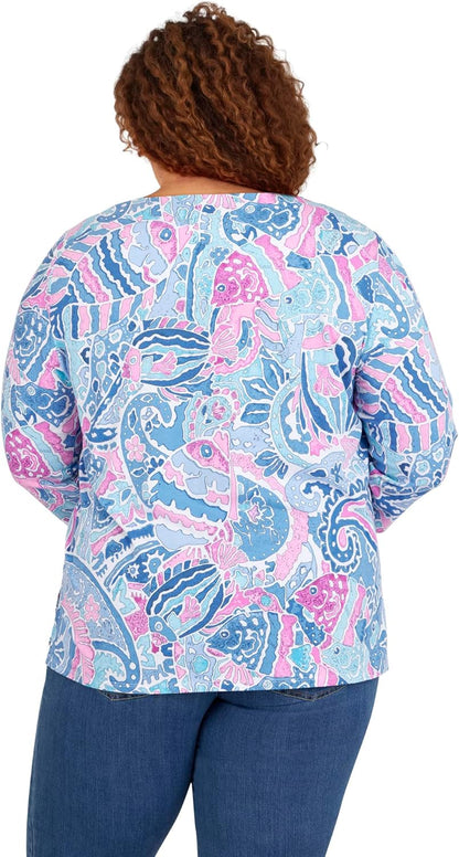 Alfred Dunner Women's Plus-Size Paisley Fish Top