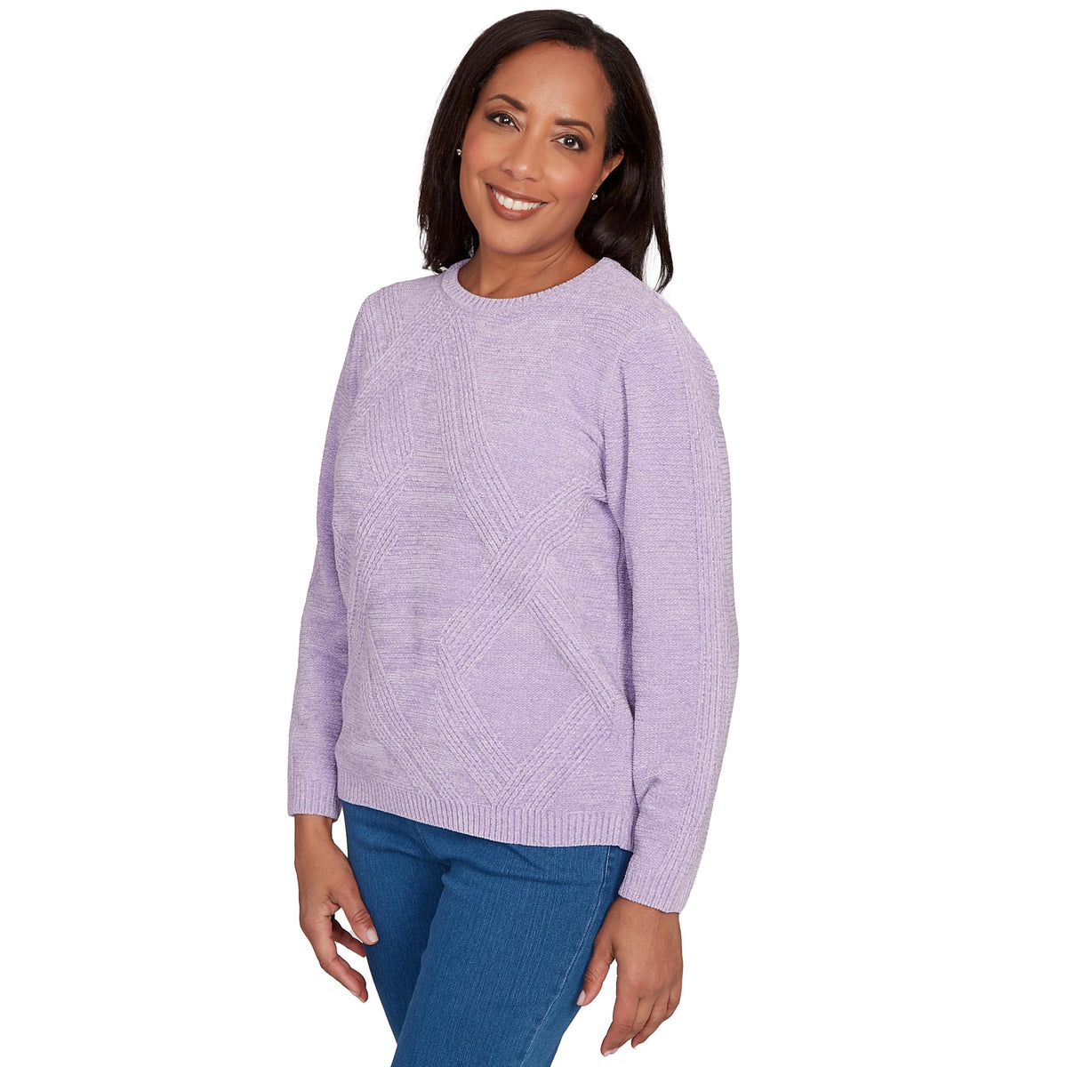 Alfred Dunner Women's Cable Chenille Pullover Sweater, Size XL, Iris