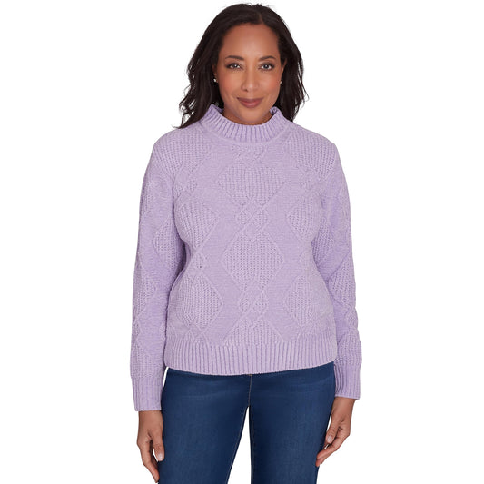 Alfred Dunner Classic Pattern Soft Turtleneck Sweater