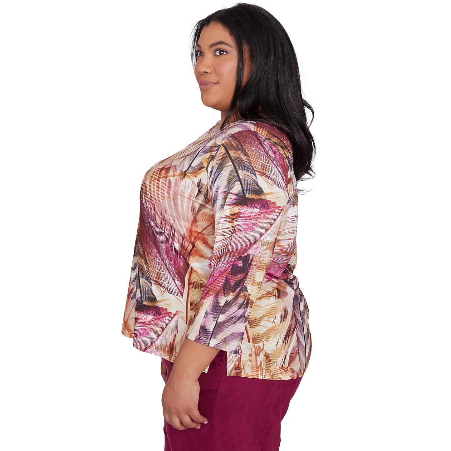 Alfred Dunner Wine Country Multi Color Polyester Top