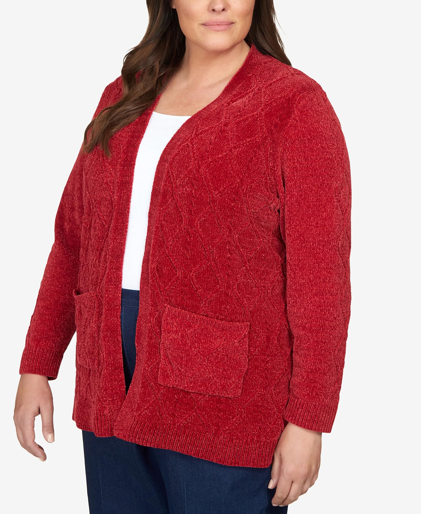 Alfred Dunner Women's Classics Chenille Long Open Cardigan