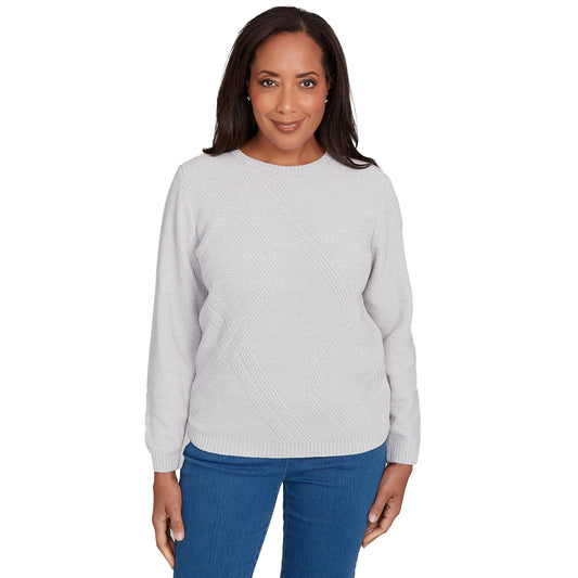 Alfred Dunner Women's Cable Chenille Pullover Sweater