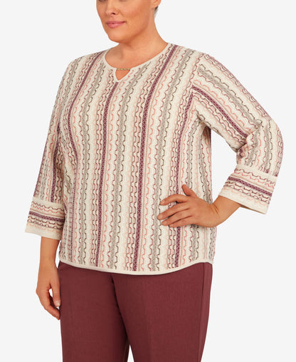 Alfred Dunner Women's Plus-Size Vertical Texture Sweater