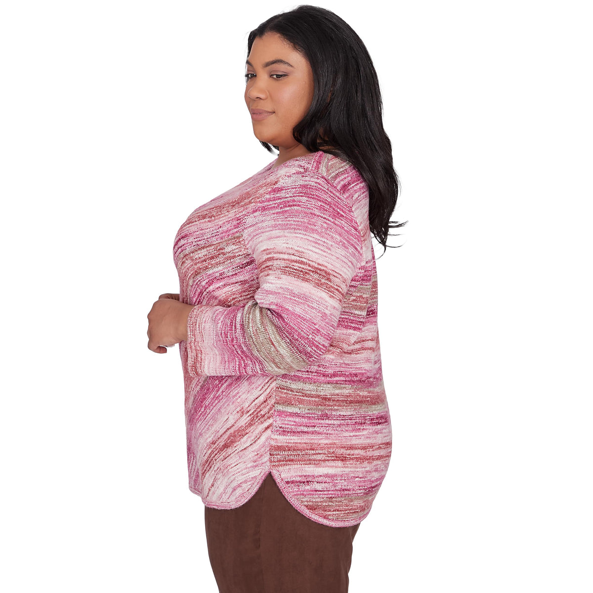 Alfred Dunner WineCountry Diagonal Space Dye Pullover Acrylic/Cotton Sweater (US, Alpha, 1X, Plus, Regular, Plus Size, Wine)