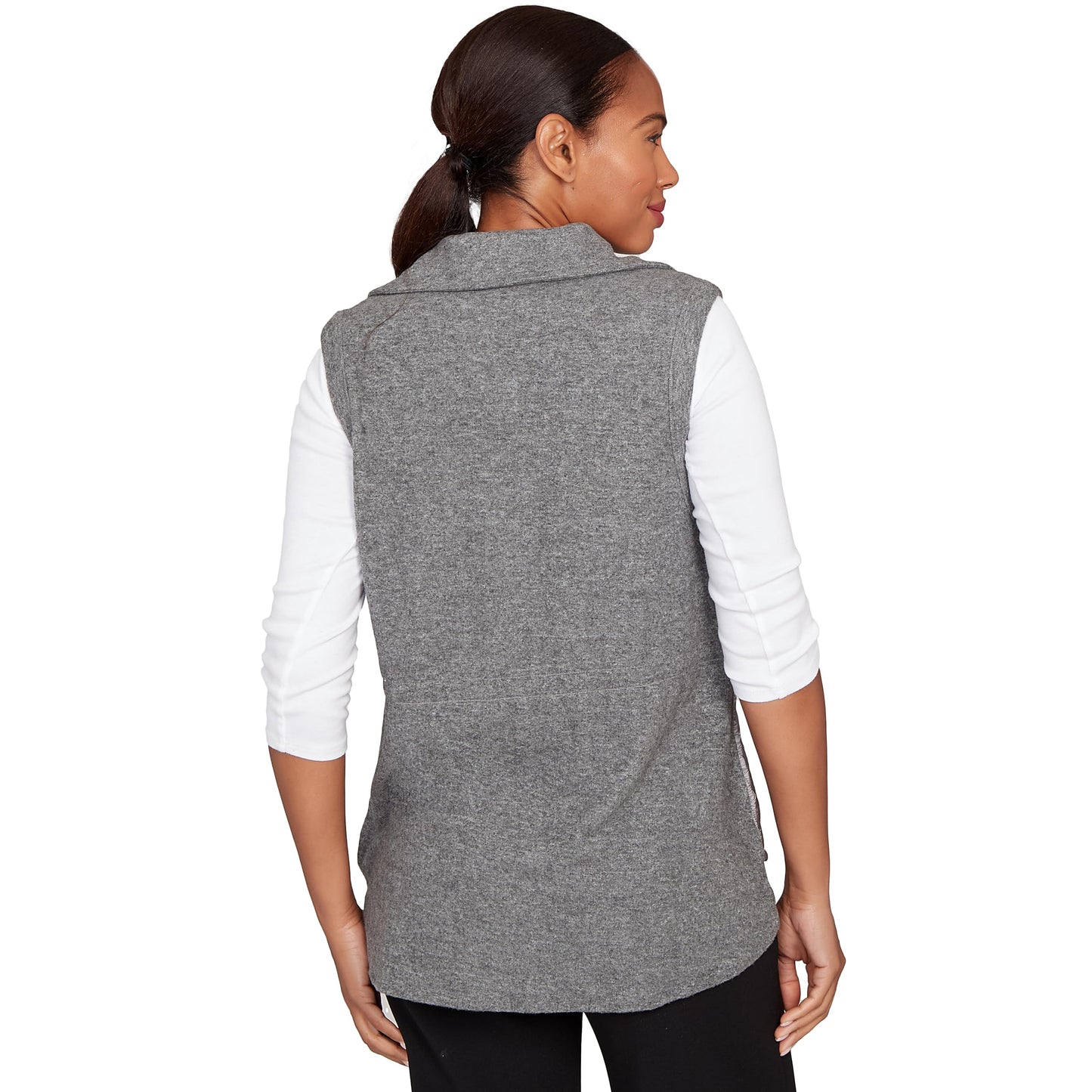 Ruby Rd. Quilted Jacket Vest (US, Alpha, Medium, Regular, Regular, Standard, Charcoal heather)