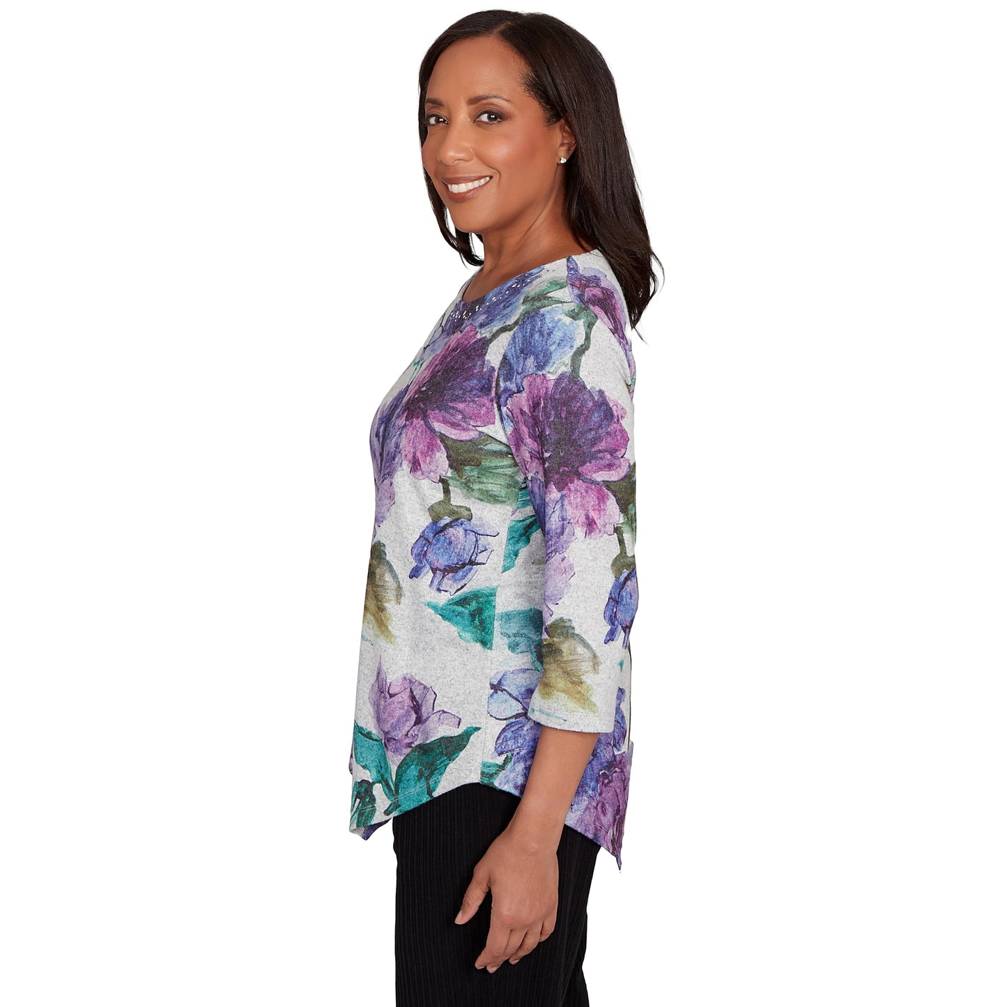 Asymmetrical Watercolor Flower Top