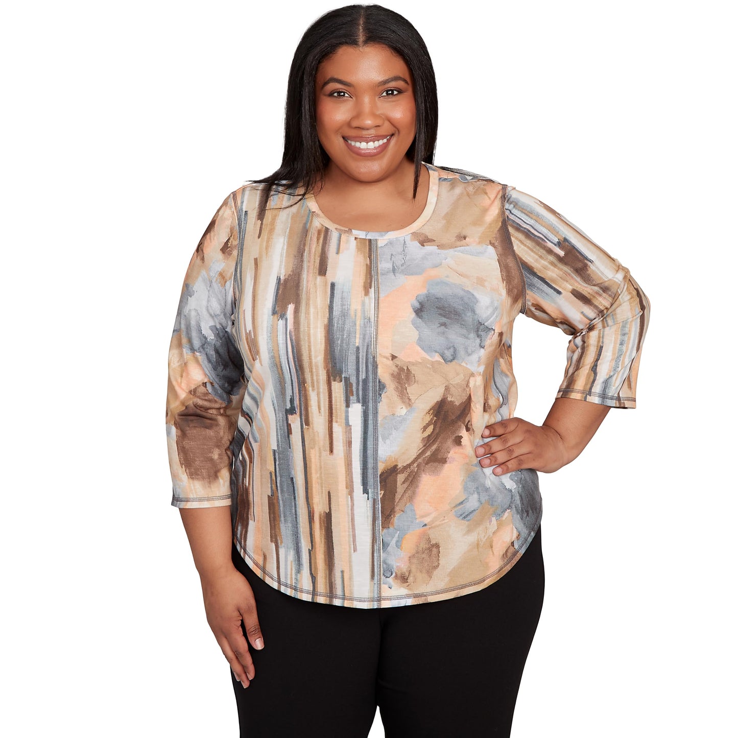 Spliced Floral Stripe Top