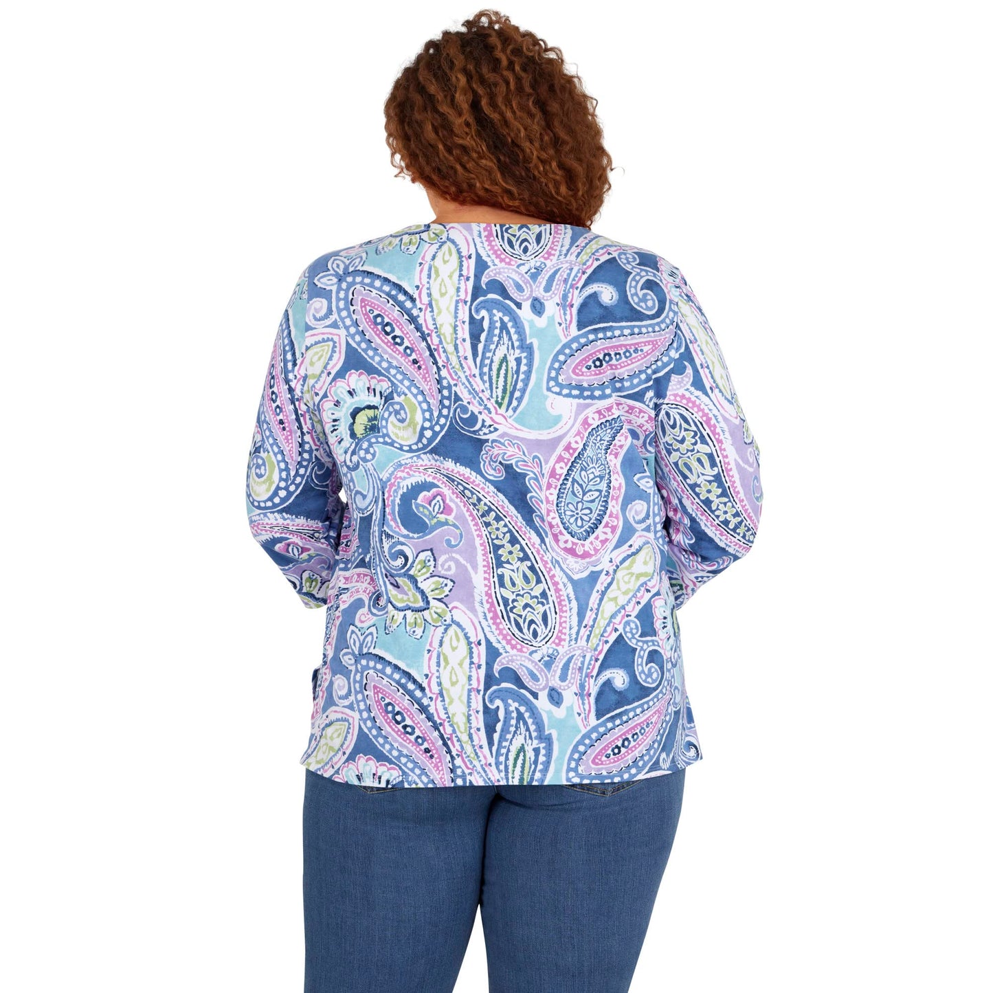 Alfred Dunner Women's Plus-Size Split Neck Playful Paisley Top