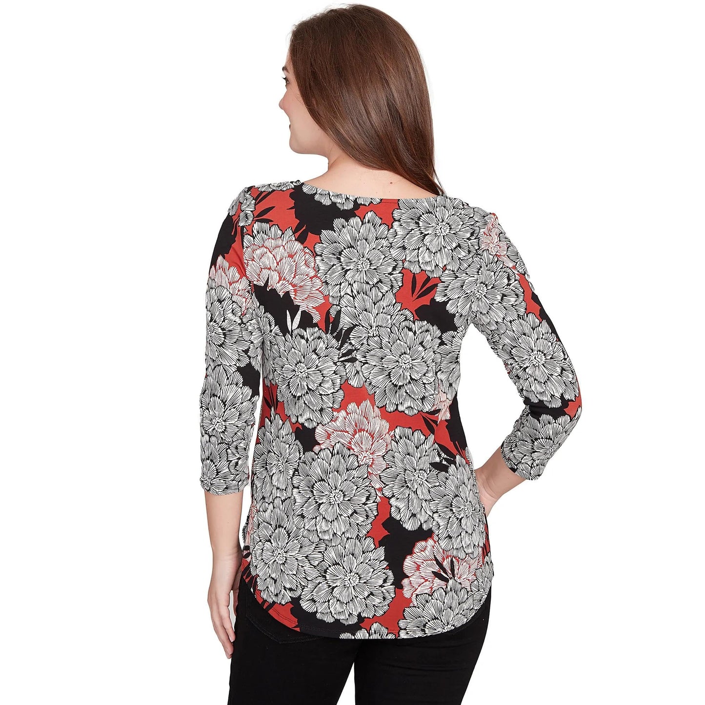 Ruby Rd. Knit Dahlia Top 3/4 Sleeve (US, Alpha, Large, Regular, Regular, Standard, Multi)