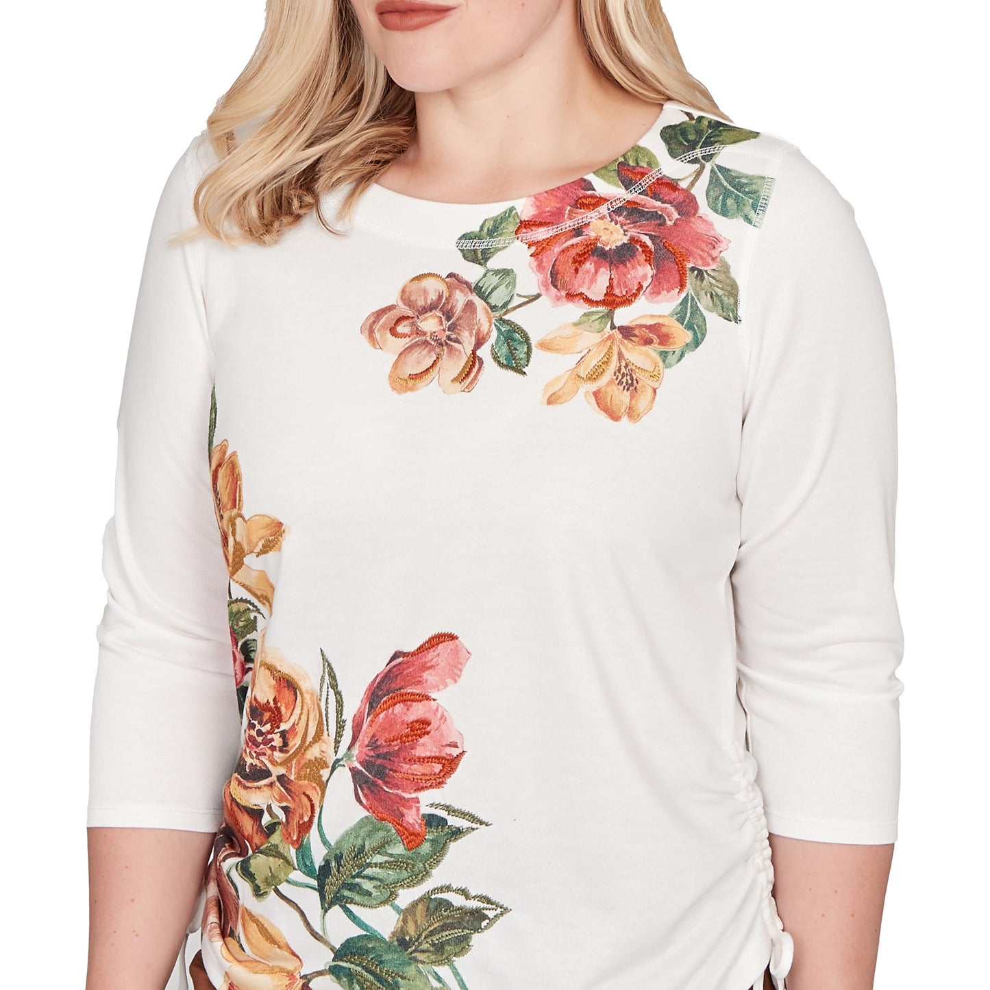 Asymmetric Floral Side Tie Top