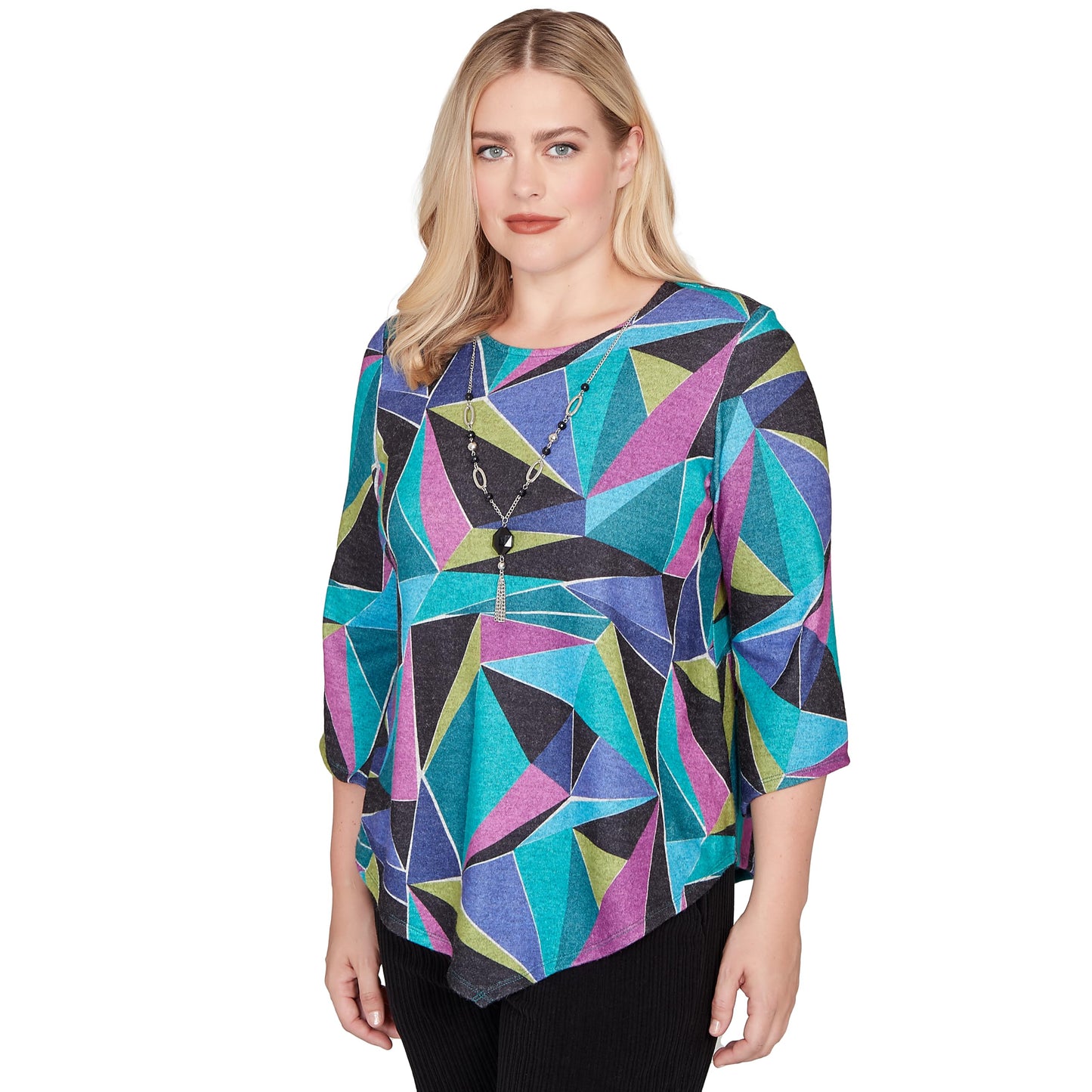 Abstract Stained Glass Top with Necklace