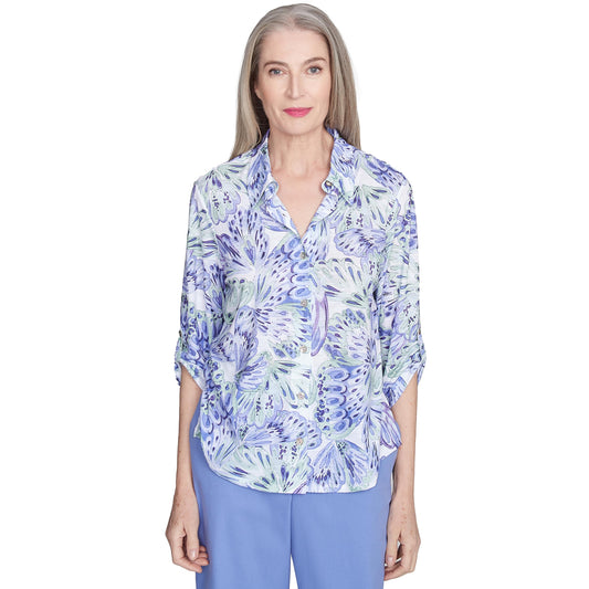 Alfred Dunner Butterflies Knit Shirt Polyester