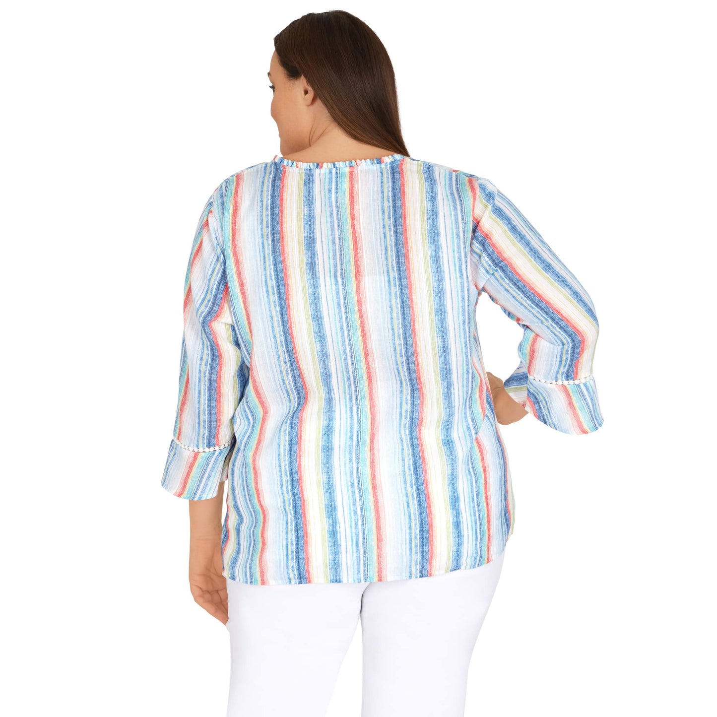 Alfred Dunner Women's Plus-Size Stripe with Bell Sleeves