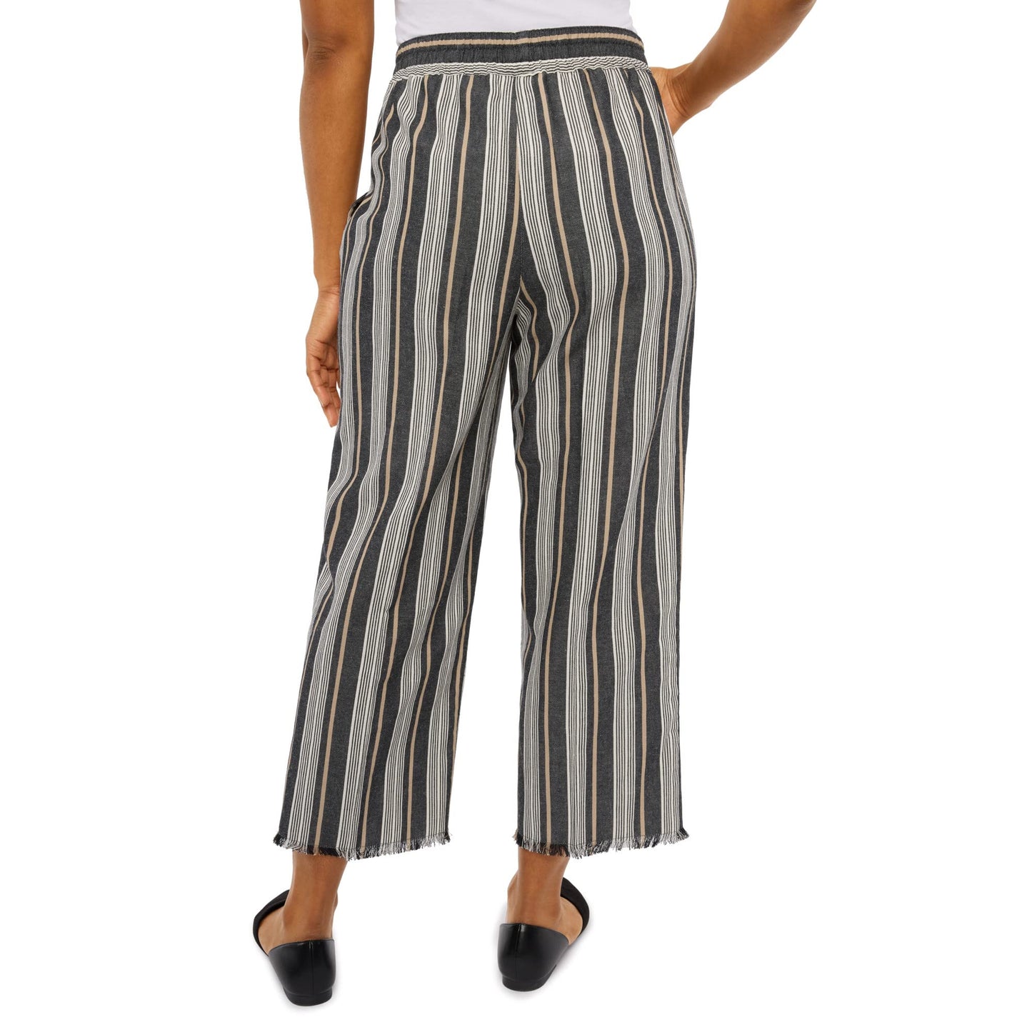 Alfred Dunner Women's Petite Stripe Ankle Pant with Fringe