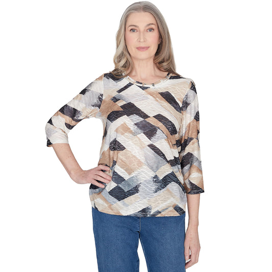 Alfred Dunner Classic Light Weight Multicolored Polyester Top