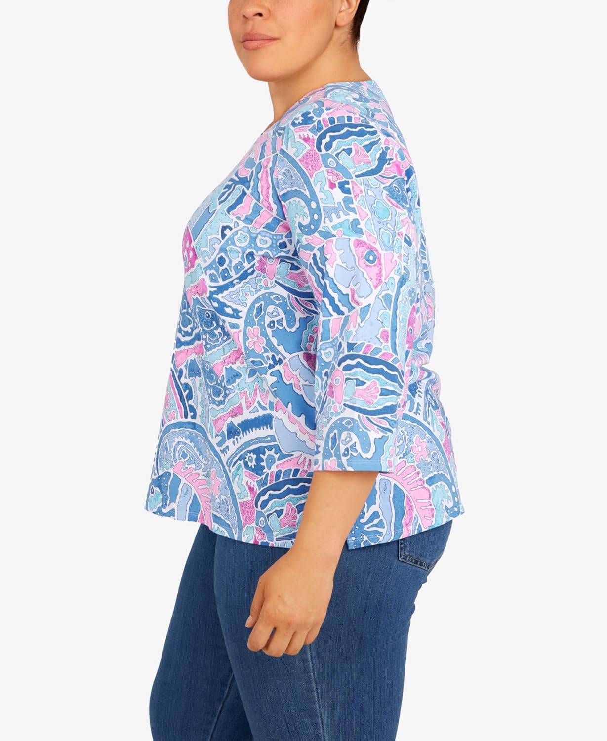 Alfred Dunner Women's Plus-Size Paisley Fish Top