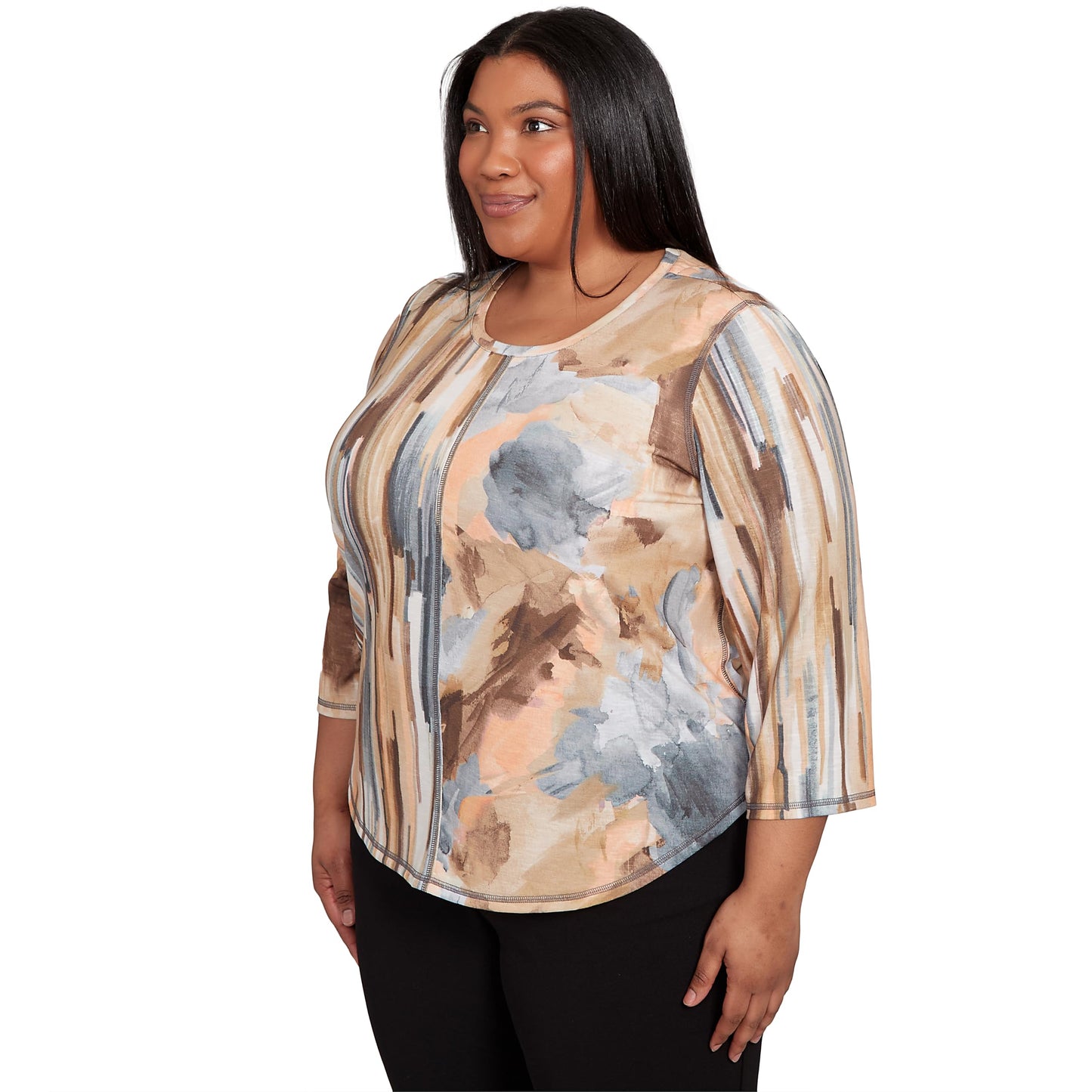 Spliced Floral Stripe Top