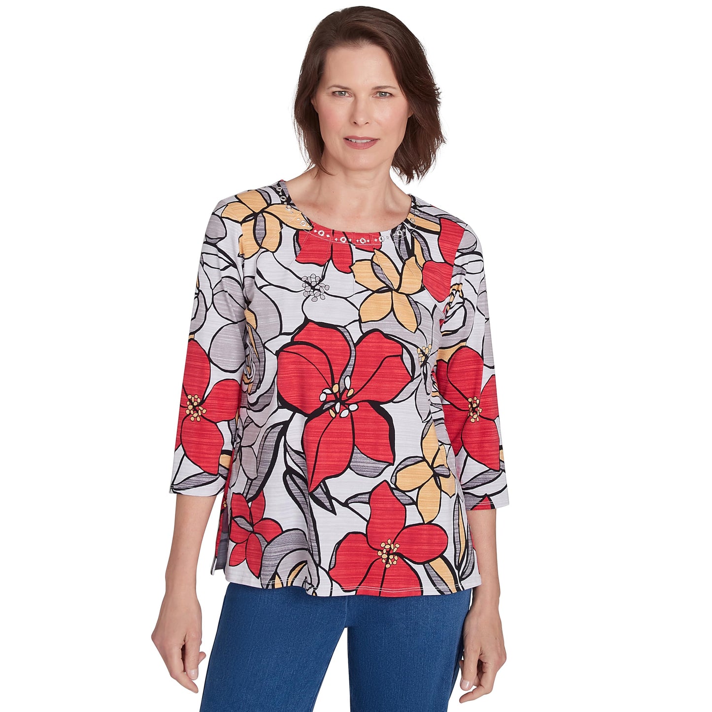 Alfred Dunner Key Item Classic Cotton Floral Top