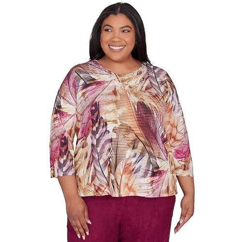 Alfred Dunner Wine Country Multi Color Polyester Top