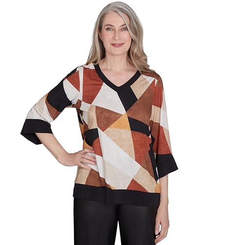 Alfred Dunner Rue Rivoli Trimmed Patchwork Polyester Top
