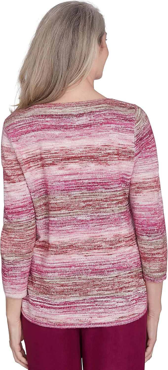 Alfred Dunner WineCountry Diagonal Space Dye Pullover Acrylic/Cotton Sweater