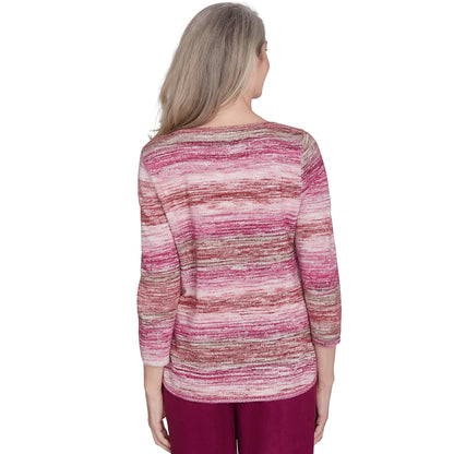 Alfred Dunner WineCountry Diagonal Space Dye Pullover Acrylic/Cotton Sweater