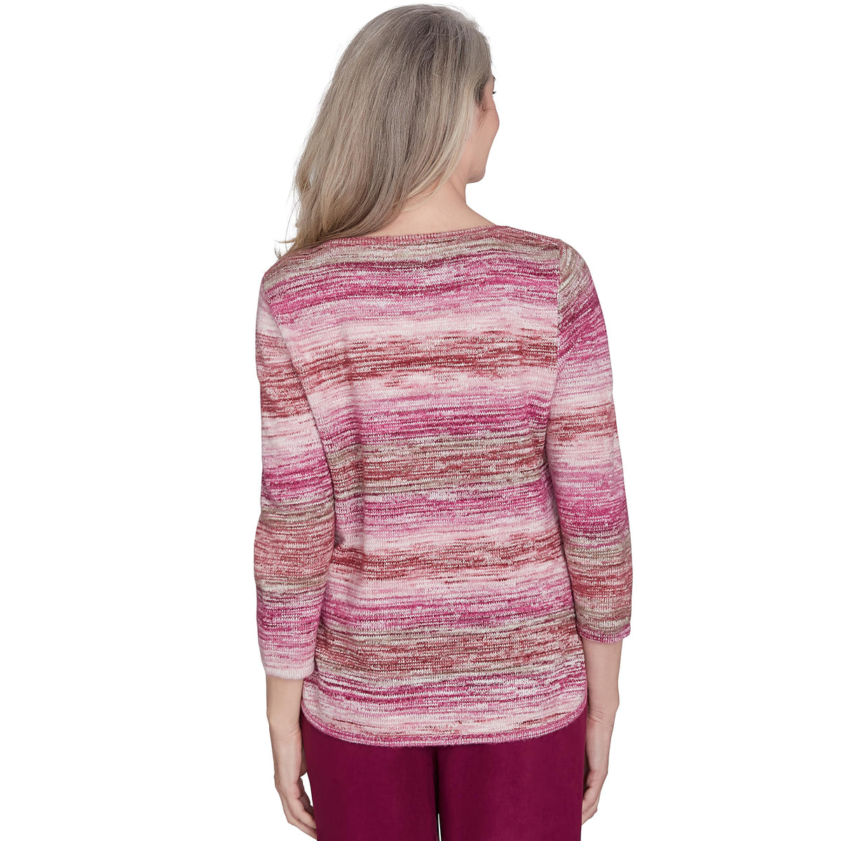 Alfred Dunner WineCountry Diagonal Space Dye Pullover Acrylic/Cotton Sweater (US, Alpha, 1X, Plus, Regular, Plus Size, Wine)