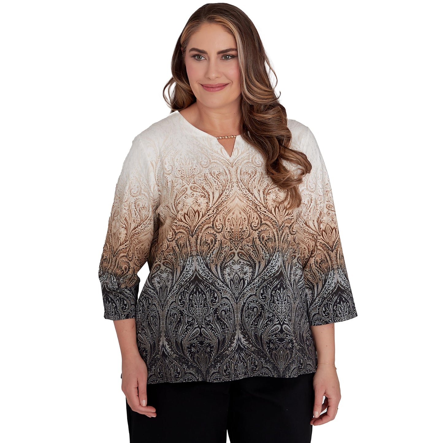 Alfred Dunner Women's Classics Ombre Medallion Top