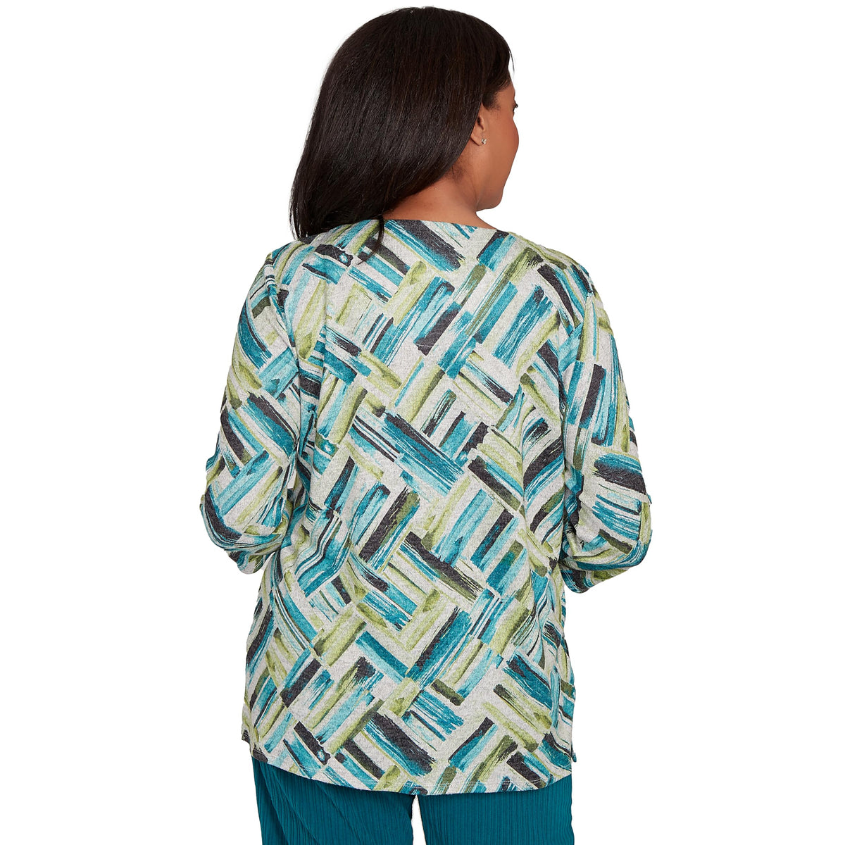 Detailed V Neck Brushstroke Top