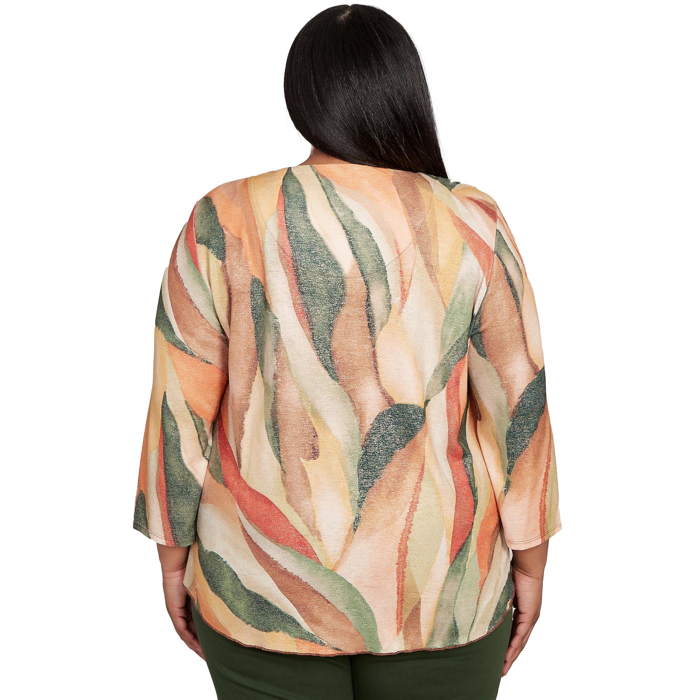 Alfred Dunner Stained Glass Shimmer V-Neck Top