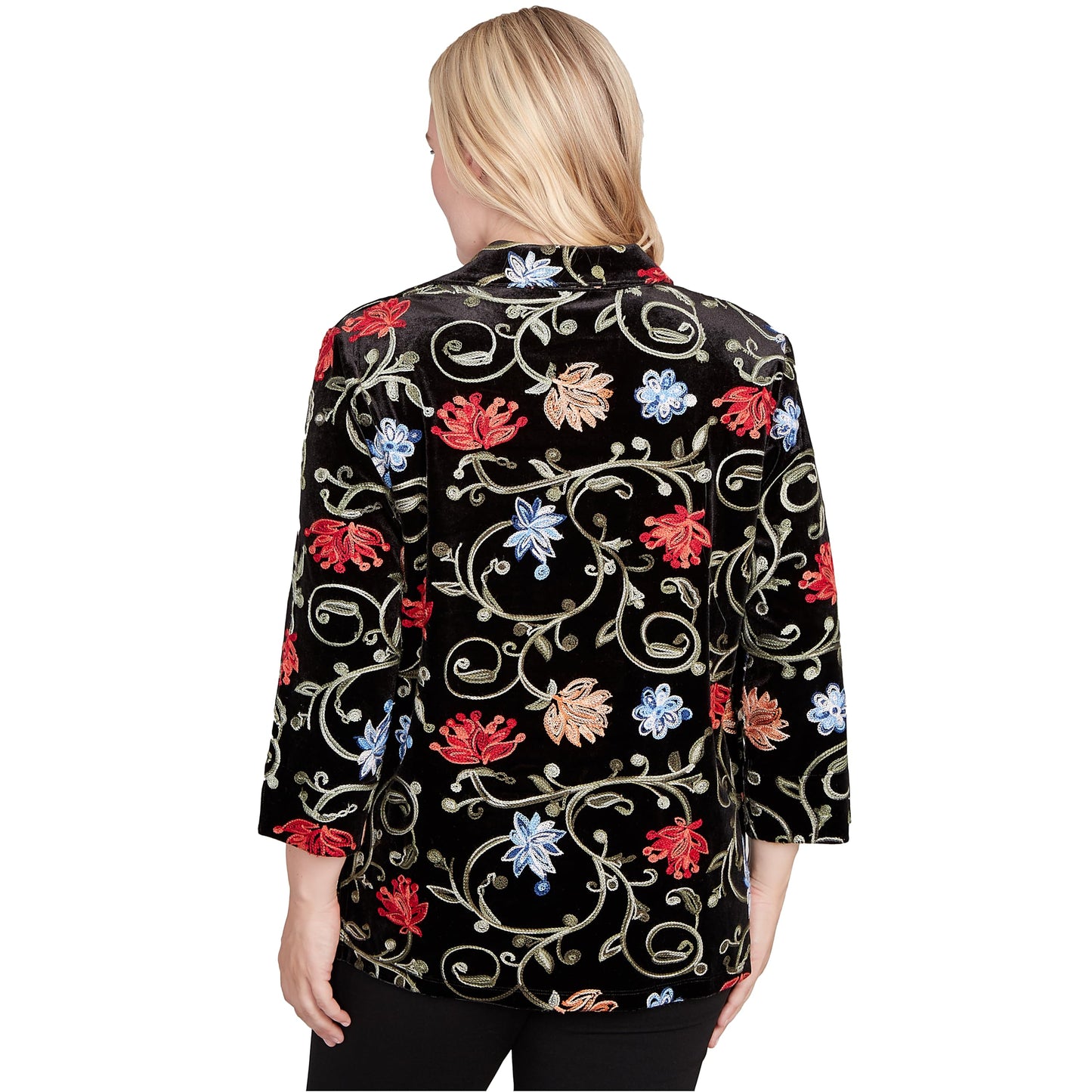 Alfred Dunner Women's Rich Velvet Floral Two in One Top with Necklace