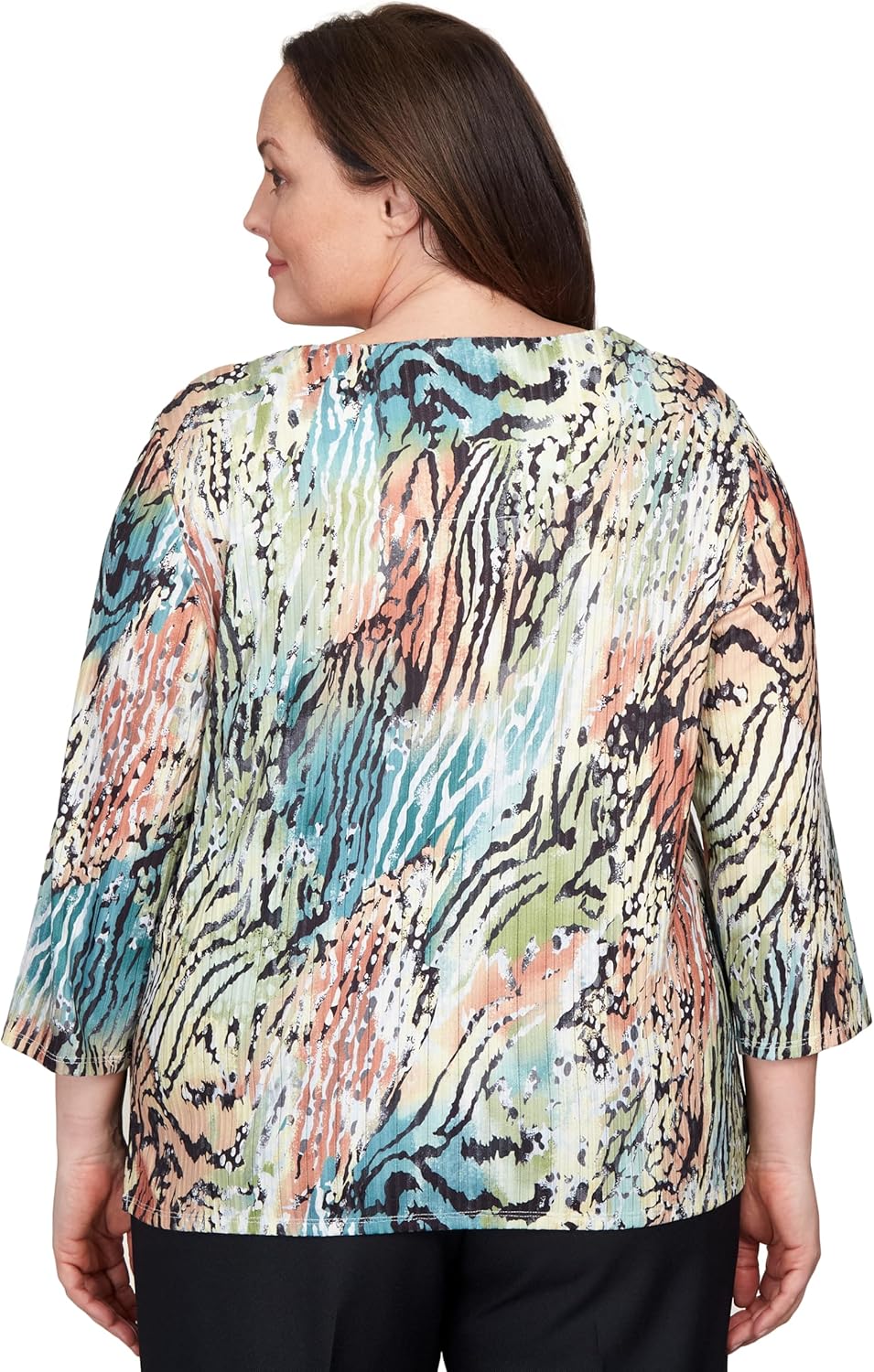 Alfred Dunner Classic Light Weight Animal Print Polyester Top Multi