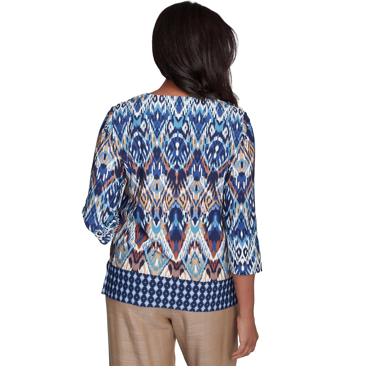 Alfred Dunner Ikat Diamond Border Top Cotton