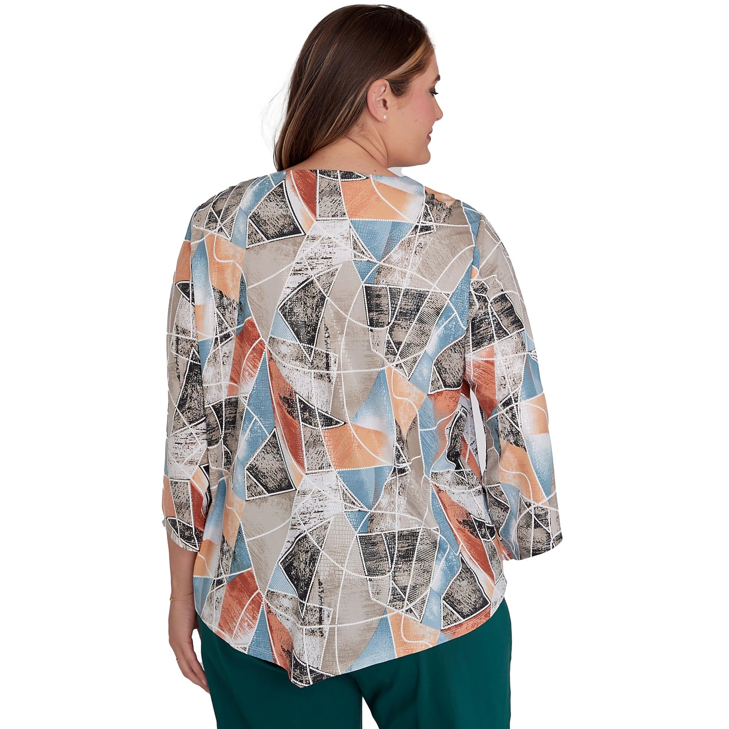 Alfred Dunner Classic Stained Glass Polyester Top with Sharkbite Him